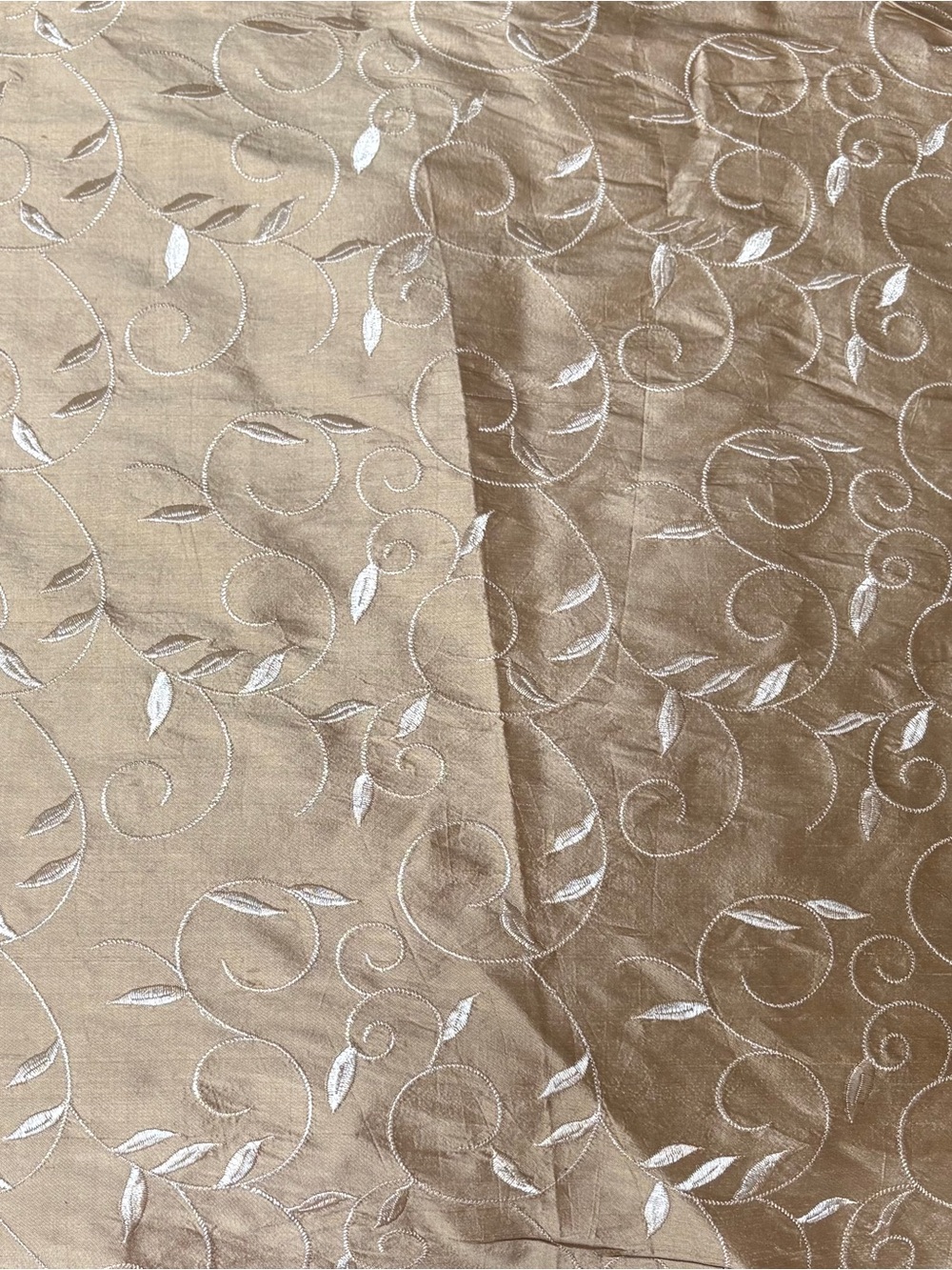Vintage Kravet Couture Old Gold Vines embroidered silk fabric